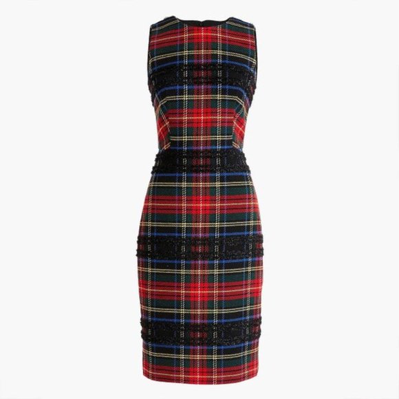 J. Crew Dresses & Skirts - J. Crew Sheath Dress Lurex Stewart Tartan NWT 2P